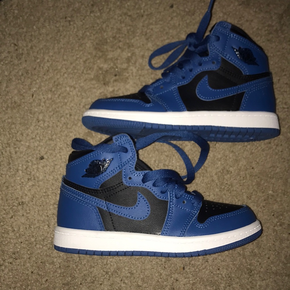 Kids Air Jordan 1 black blue 12c